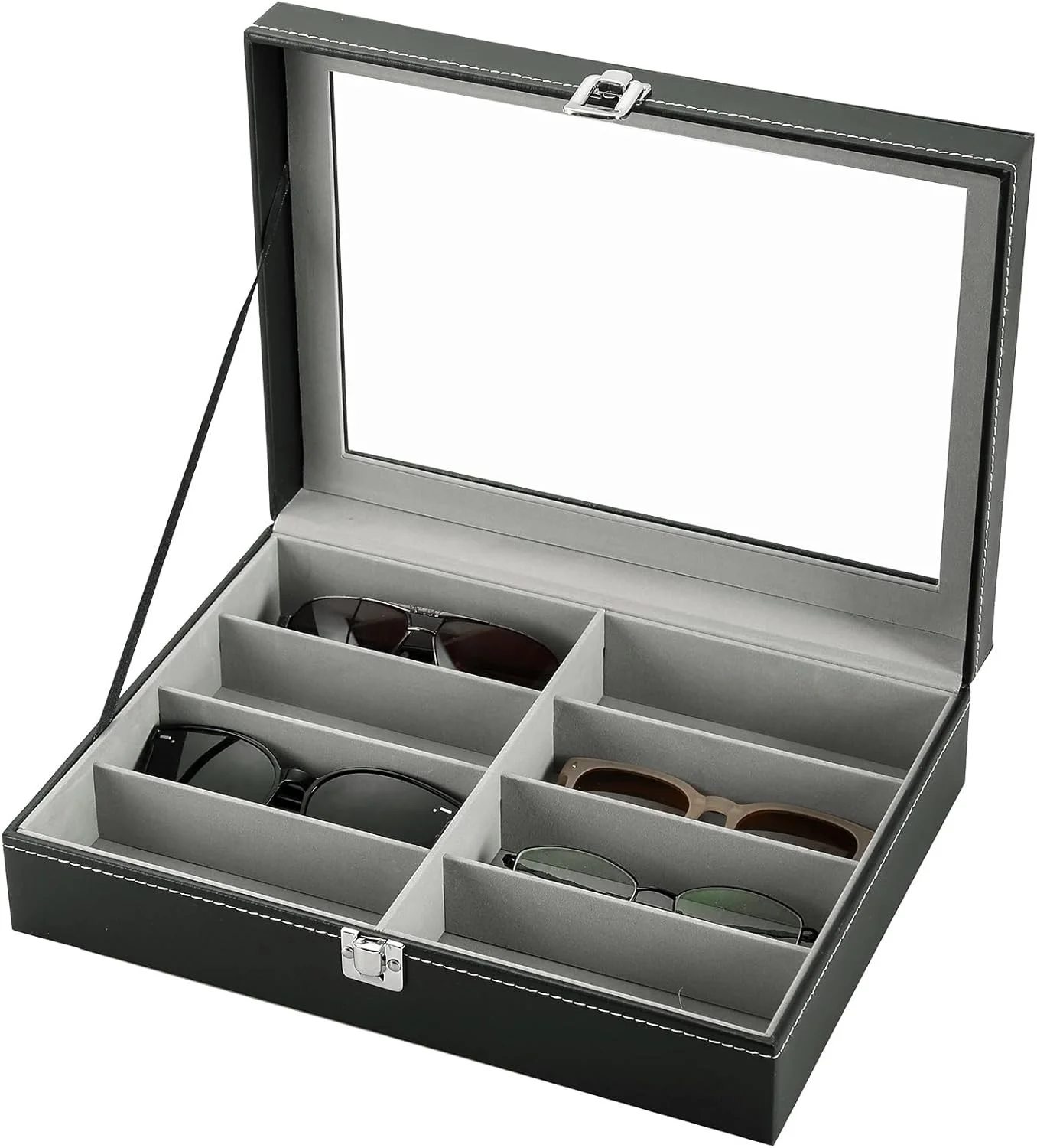 2 Pack Hard Shell Eyeglasses Case Reading Glasses Organizer for Men Women 3