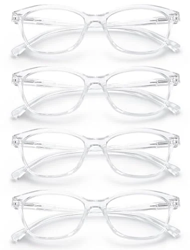 4 Pack Reading Glasses Cateye Clear Lens Spring Hinge Readers for Women
