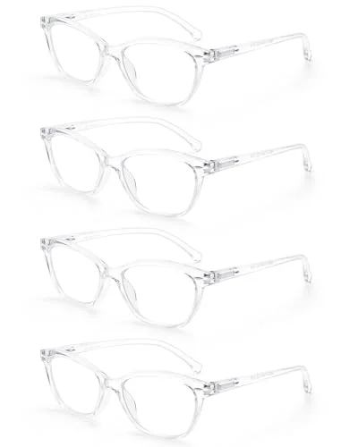 4 Pack Reading Glasses Cateye Clear Lens Spring Hinge Readers for Women 2