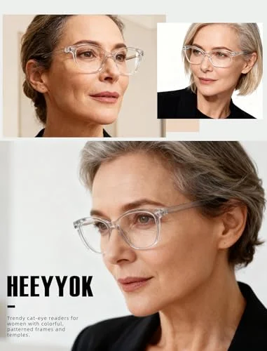 4 Pack Reading Glasses Cateye Clear Lens Spring Hinge Readers for Women 3
