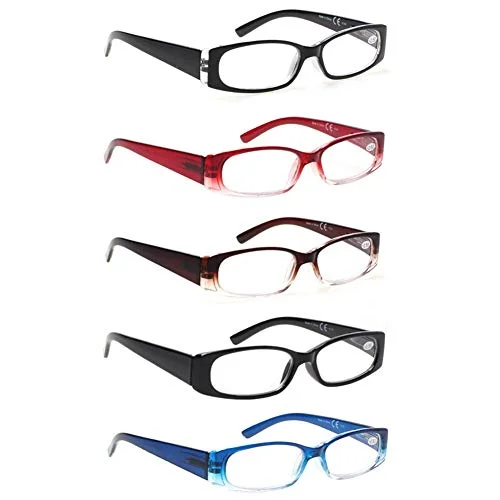 4 Pairs women rectangular spring hinge leopard print readers reading glasses