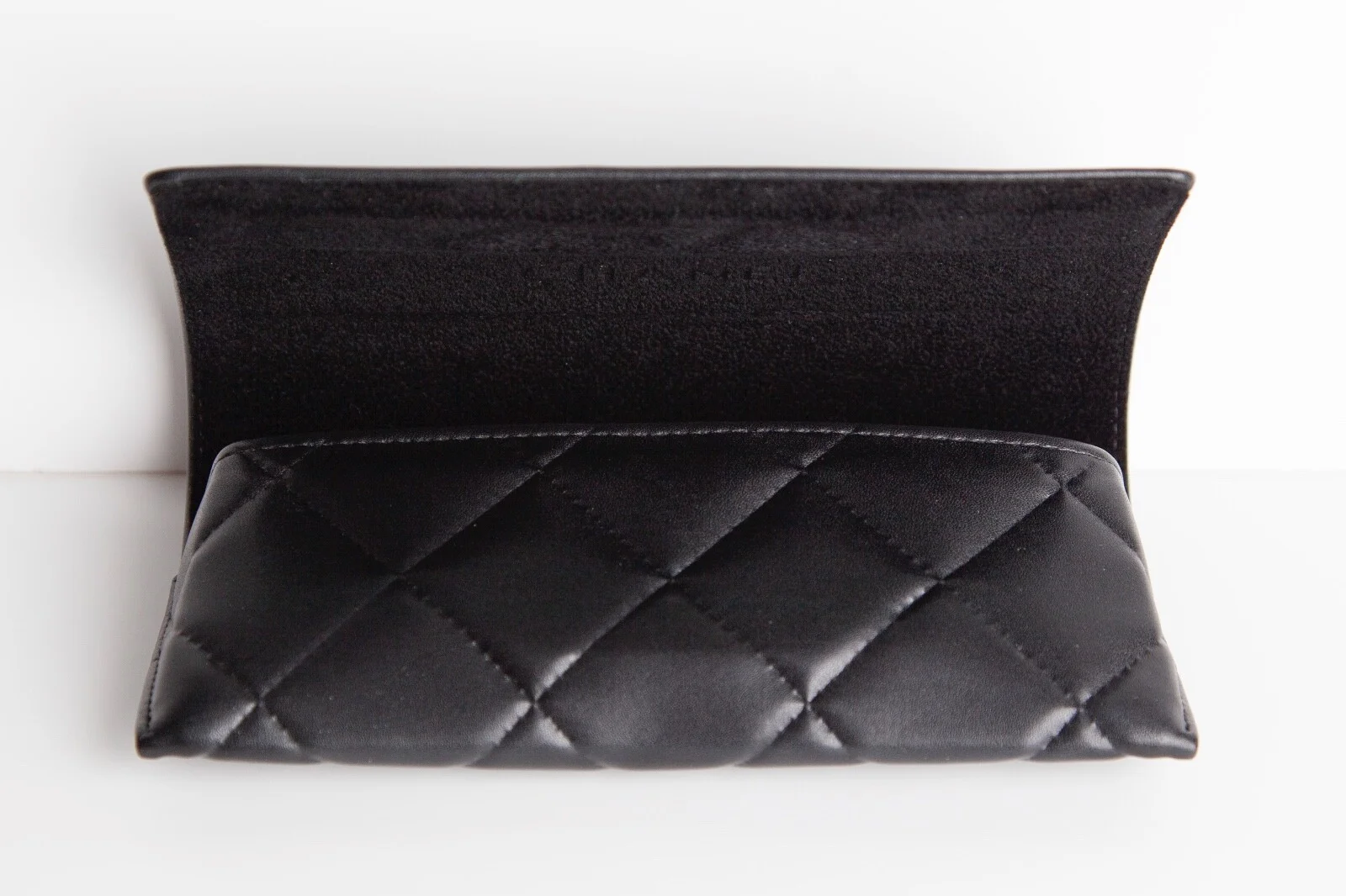 CHANEL BLACK QUILTED LEATHER SUNGLASSES CASE WITH CHANEL BOX *MADE IN ITALY 3