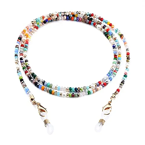 Eyeglass Chain Sunglasses Read Bead Glasses Chain Holder Eyewear Rope Necklace C