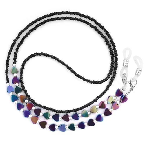 Hearts & Kisses Chain Eyeglass Holder with Clips, Glasses Necklace Lanyard Gift