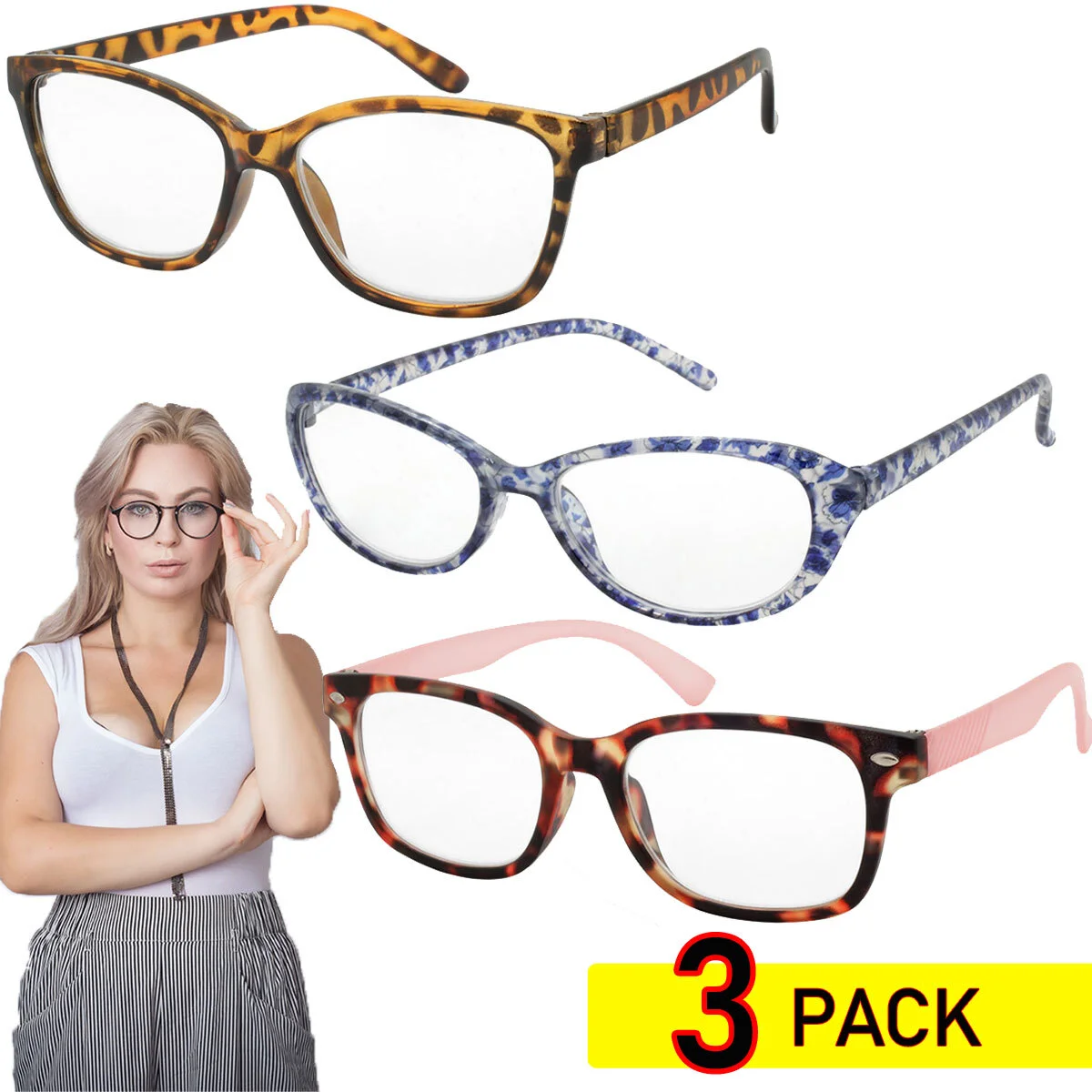 Ladies Reading Glasses 6 Pack Fashion Readers Eyeglasses Assorted New Pick Power 4