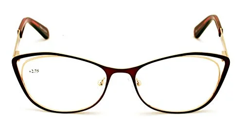 Premium Women Cateye Optical Frame Reading Glasses - Fashion Metal Readers Eye 2