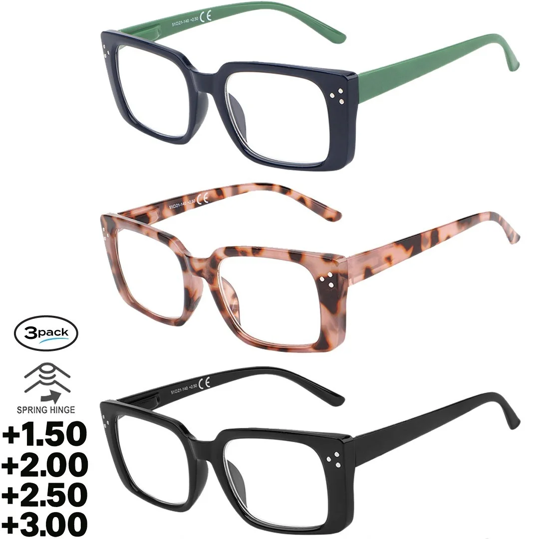 Reading Glasses For Women Fashion 3 Pack Readers Style Trendy Eyeglasses New