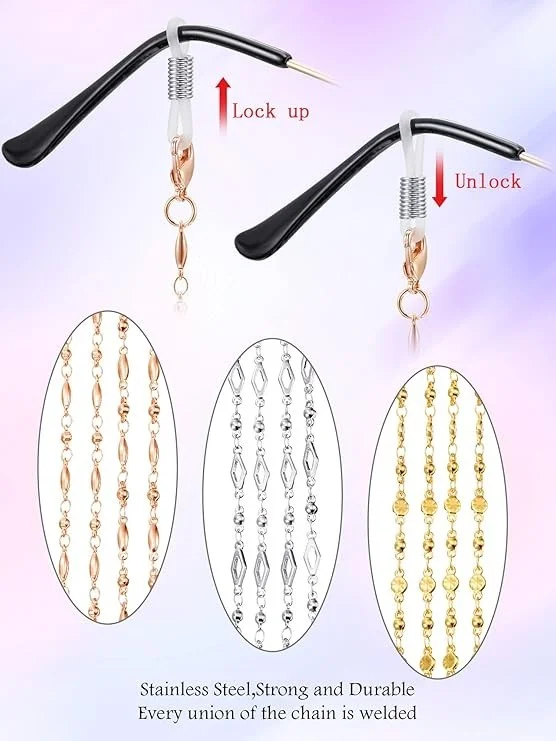 Tatuo 3 Pcs Glasses Chain for Women Eyeglasses Chain Eye Glasses Holders Around 2